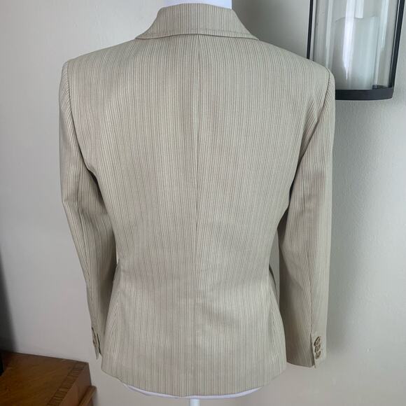 Jones New York Size 6 Blazer Jacket Beige Stripe Career Classic Capsule Wardrobe - Picture 11 of 13
